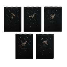 A4 sketchbook, 30 black sheets on the crest, “whale”, solid substrate, density 110 gr., Mix