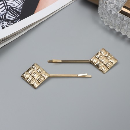 Invisibility for hair "Bente" (set 2 pcs) squares, 5 cm, gold