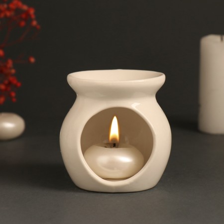 Aroma lamp ceramics "Calm. Mountains" White 7.2x7.2x7.8 cm-5