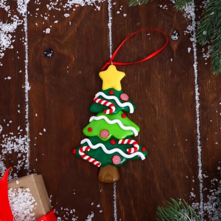 Christmas tree decoration "Christmas tree with a star" 8.5x12.5 cm, mix-1