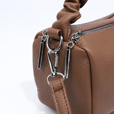 Baget bag with zipper, brown color-4