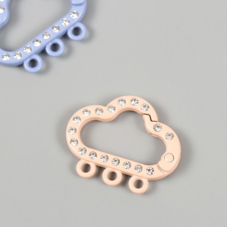 Carabine metal, plastic with rings "Cloud with rhinestones" MIX 2.4x3 cm-3