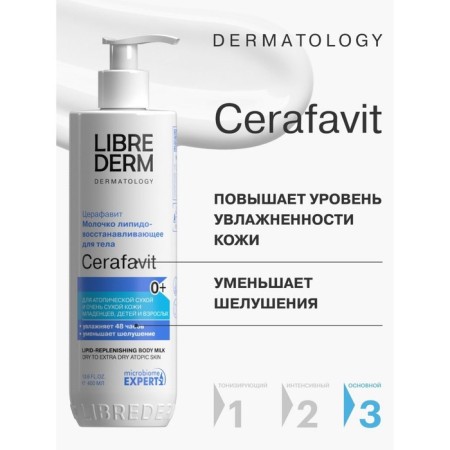 Librederm Cerafavit milk for dry and very dry skin with ceramides and a prebiotic, 400 ml-2