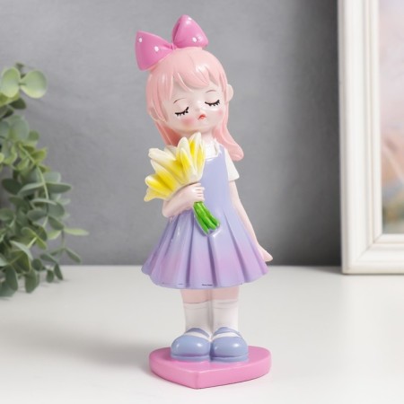 Souvenir Polystone "Boy/Girl with white flowers" mix 6.5x7x19.5 cm-1