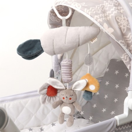 Suspension - Bonnie Bunny rattle, squeaks, rustling, on a crib, stroller, crumb me-6