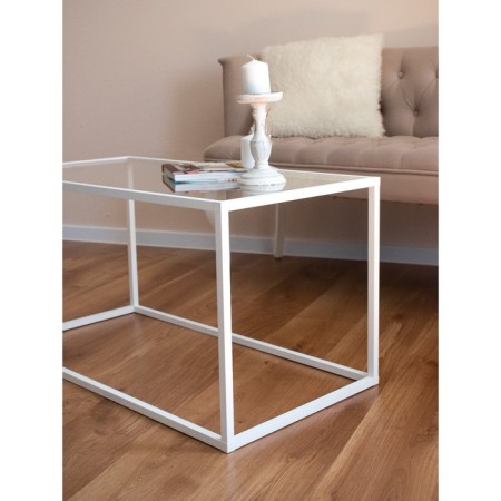 Table Journal loft with glass, 941x488x488, white muar/glass colorless-2