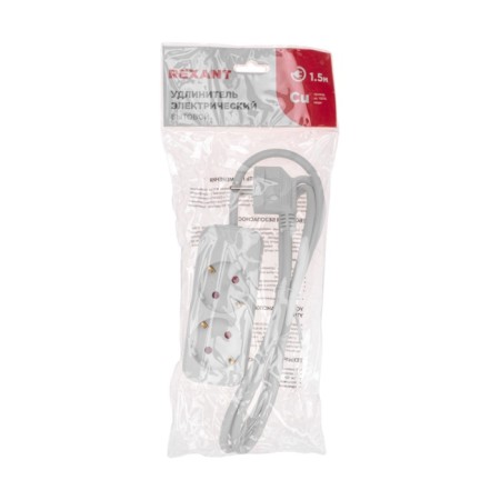 Extension cord Standard 2 nests, 1.5m, 3x1.0mm², s/h, white rexant-4
