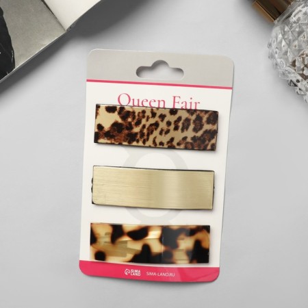 Invisibility for hair "Difda" (set 3 pcs) 7 cm, leopard mix
