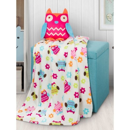 Pillow - OWL toy, size 40x27 cm, pink color-2