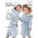Халат детский с капюшоном Amarobaby Waffle, рост 134-140 см, цвет голубой
