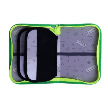 Penal 3 sections, tab inside, 140 x 210 x 40 mm, fabric, calligrata top Block "Dinosaur"-6