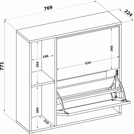 Tumbing for shoes "To-33", 769 × 224 × 771 mm, color white shag.-3