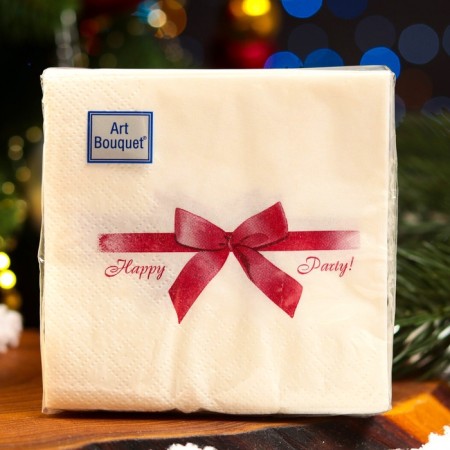 New Year's napkins Paper Art Bouquet “Burgundy Gift”, 2 layers, 20x20 cm, 30 pcs.-3