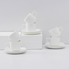 Service Porcelain TeaX ILONA, 12 items: 6 cups 200 ml, 6 saucers, white color