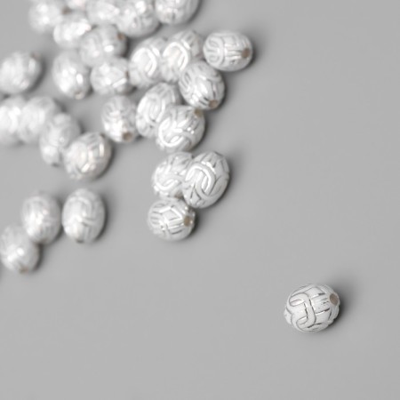 Beads for creativity plastic "East pattern" white-silver set 20 g 1x0.8x0.8 cm