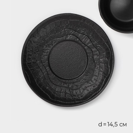 Чайная пара Magistro Black style, 2 предмета: чашка 200 мл, блюдце d=14,5 см, фарфор, цвет чёрный-5