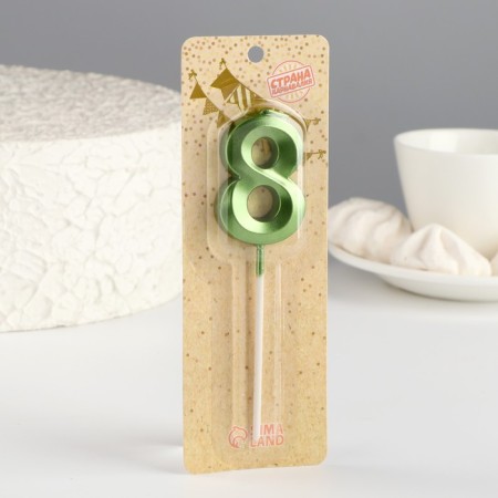 Candle in the cake on the skewer "Fine", the number "8", the emerald, 5 cm-4