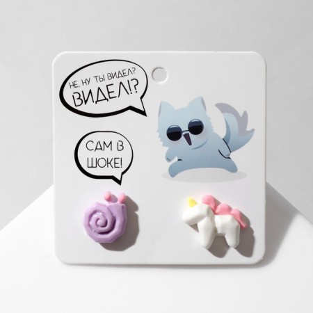 Earrings plastic "Abstraction" Unicorn and Snail, Color-1