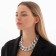 The necklace "Ground chain" is interspersed, the color is silver, 50 cm