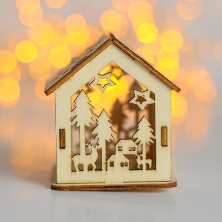 New Year's decor with highlighting 7x6x5 cm, "House" mix-2