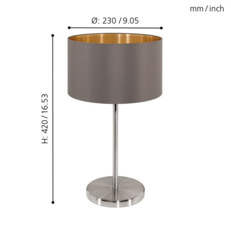 Maserlo 1x60W table lamp E27 Nickel 23x23x42cm-2