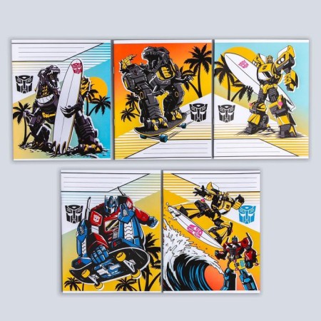 Notebook in a cage 12 sheets, 5 types of mix, cover covering cardboard, transformers-3