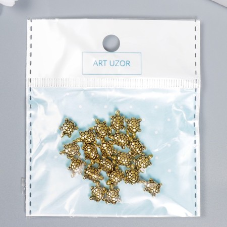 Beads Metal for creativity "Turtle" gold set 20 pcs-3