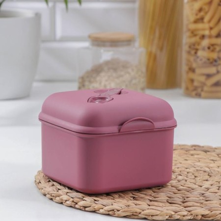 Lunch box with a fork and a sauce capacity, 14.8 × 14.4 × 11.1 cm, color mix