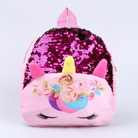 Baby backpack for the girl "Unicorn", with sequins, 24x26 cm