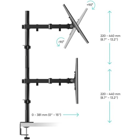 Broat Black 13 "-32" Max.32kg Table Turn and Slop for Monitors Black Black-3