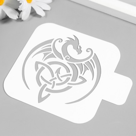 Stencil for tattoo "Dragon Trilist" 9x9 cm-1
