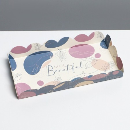 Cookie box, confectionery packaging with PVC lid, “abstraction”, 10.5 x 21 x 3 cm-2