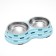 Metal dual bowl on a plastic base 2 x 160 ml, 25 x 14 x 5 cm, blue
