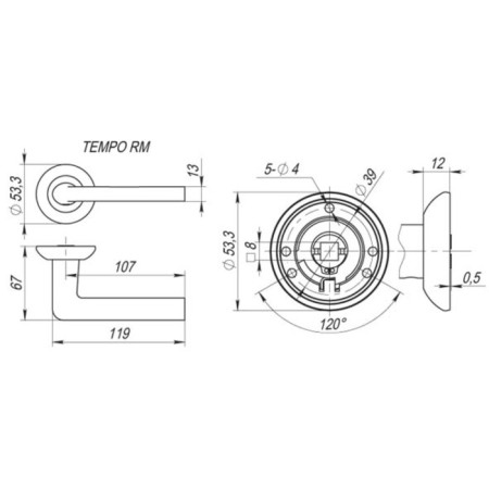 Separate handle Fuaro Tempo Rm SN/CP-3, Matte Chrome/Chrome color-1
