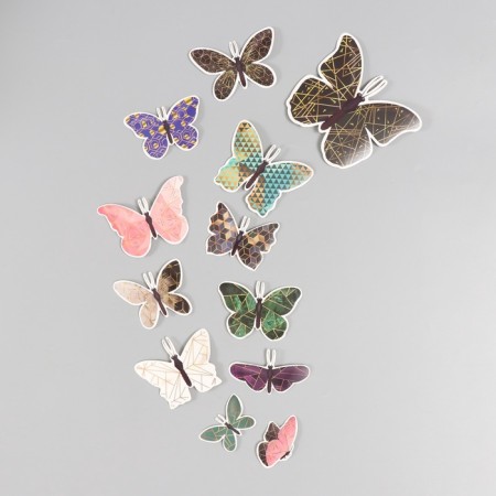 Butterflies cardboard "Geometry with gold" set 12 pcs h = 4-10 cm-2