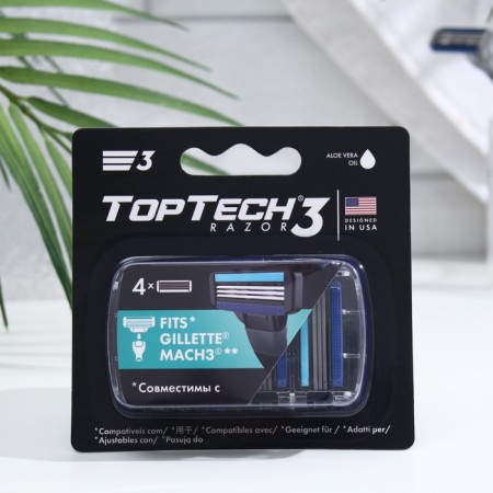 Exchange cassettes men's Toptech Razor 3, compatible with Gillette Mach3, 4pcs