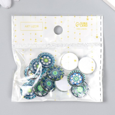 Decor (cabochon) for creativity glass "Flower patterns" mix d = 1.6 cm-3
