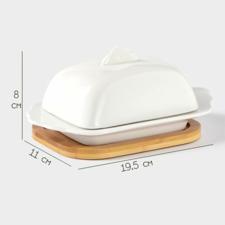 Porcelain oil on the bamboo stand Bellatenero, 320 ml, white color-2