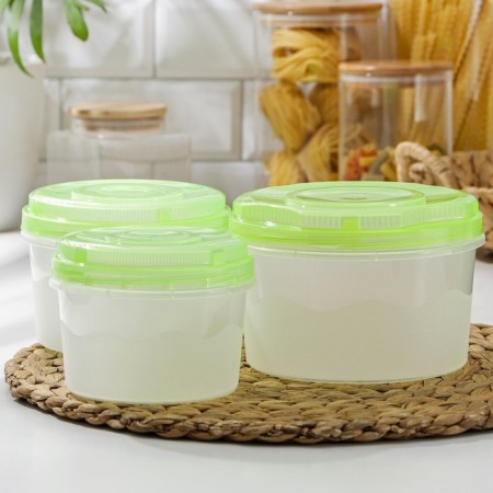 A set of food containers, 3 pcs: 700 ml, 1 l, 1.5 l, color mix-3