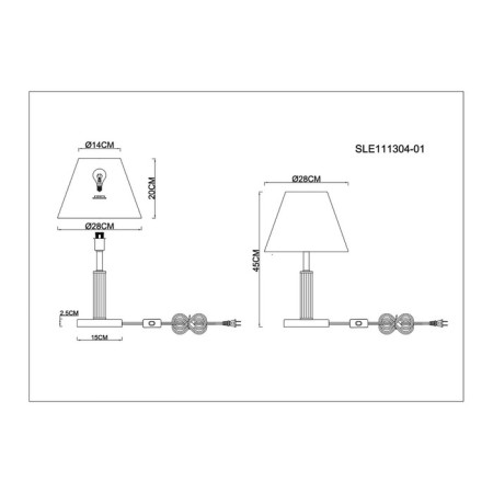 Evoluce bedside lamp. Sle111304-01. Monza. 1x40 W, E14, 28x28x45 cm, chromium color-5