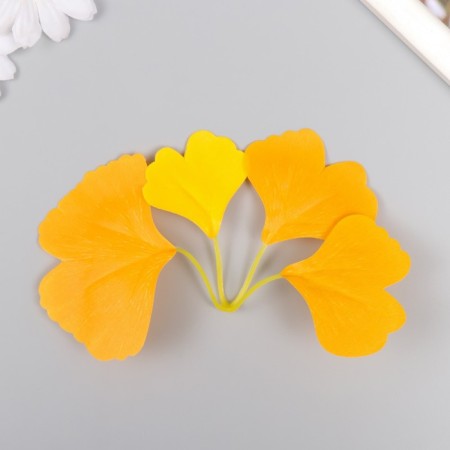 Artificial plant for creativity "ginkgo leaves" set of 6 pcs orange-yellow 8 cm-1