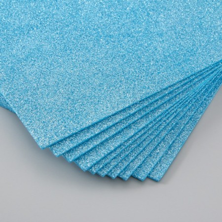 Foamiran glitter 2 mm, 20x30 cm, blue-2
