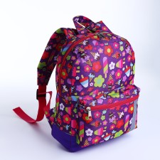 Baby backpack on lightning, external pocket, reflective strip, lilac color