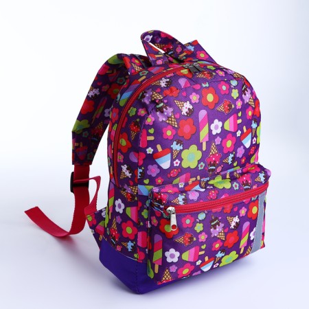 Baby backpack on lightning, external pocket, reflective strip, lilac color
