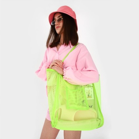 Bag Schoper beach, grid, 41x32x26 cm, green color-8