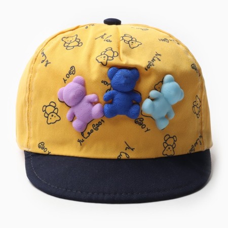 Baby Minaku cap "bears", yellow color, size 44-46-1