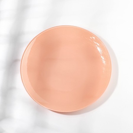 Ivory plate, glass, d = 21 cm, coral color-1
