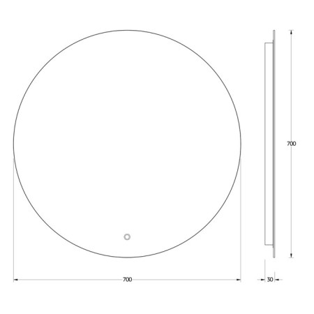 Evororm mirror with LED backlight, touch switch, 18W, 70x70 cm, warm white light-1
