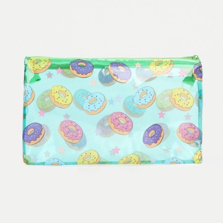 Cosmetic bag-penete on zipper, PVC, green color-1