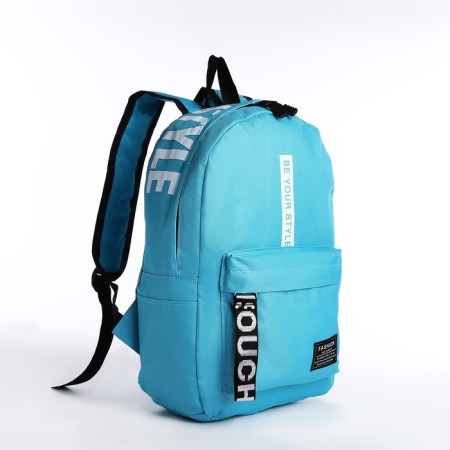 A backpack with a zipper, an outer pocket, 2 side pockets, blue color-2